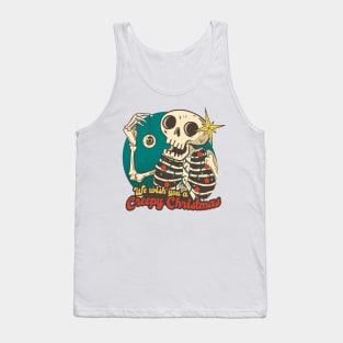 We Wich You Spooky Christmas Skeleton Funny Skull Tank Top